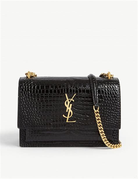 ysl croc embossed shoulder bag